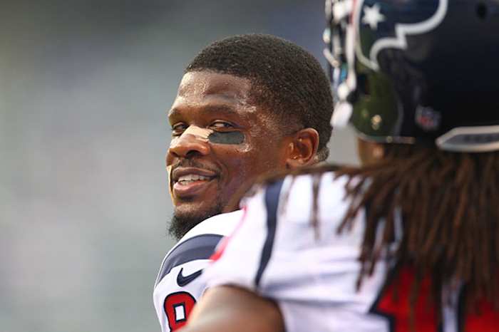 Andre Johnson is all smiles about his move to a contender. (Simon Bruty/SI/The MMQB)